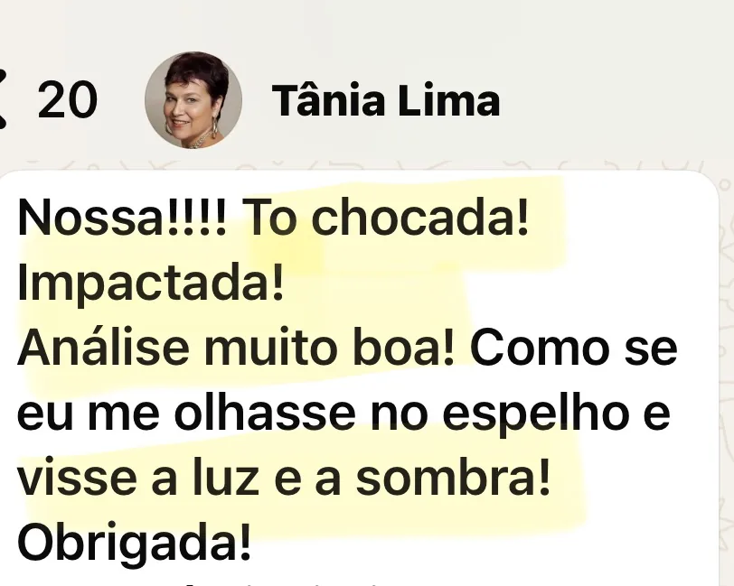 Print de conversa no WhatsApp com o depoimento de Tânia