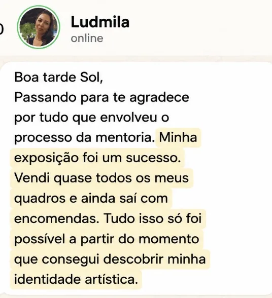 Depoimento de Ludmila sobre a mentoria e sua exposição