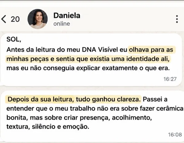 Depoimento de Daniela sobre a leitura do DNA Visível